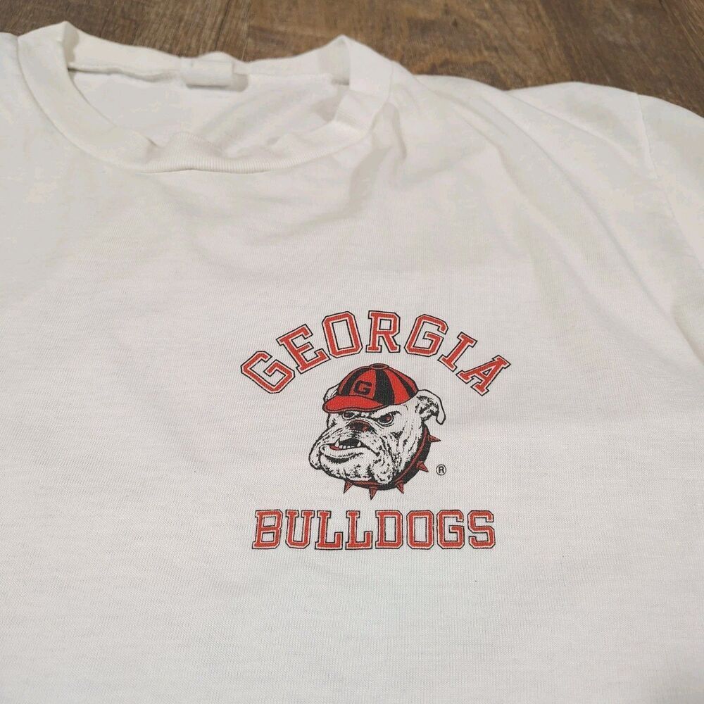 Vintage Georgia Bulldogs Womens T Shirt Size M White Boxy Single Stitch College - Picture 2 of 7